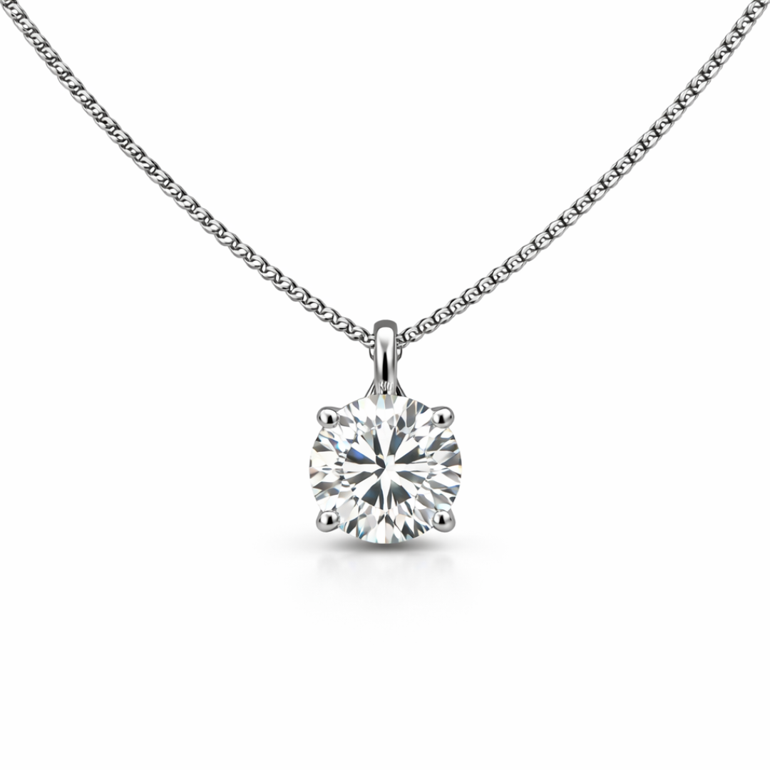 Diamond Solitaire Pendant – 1.62ct D Colour, 18ct White Gold