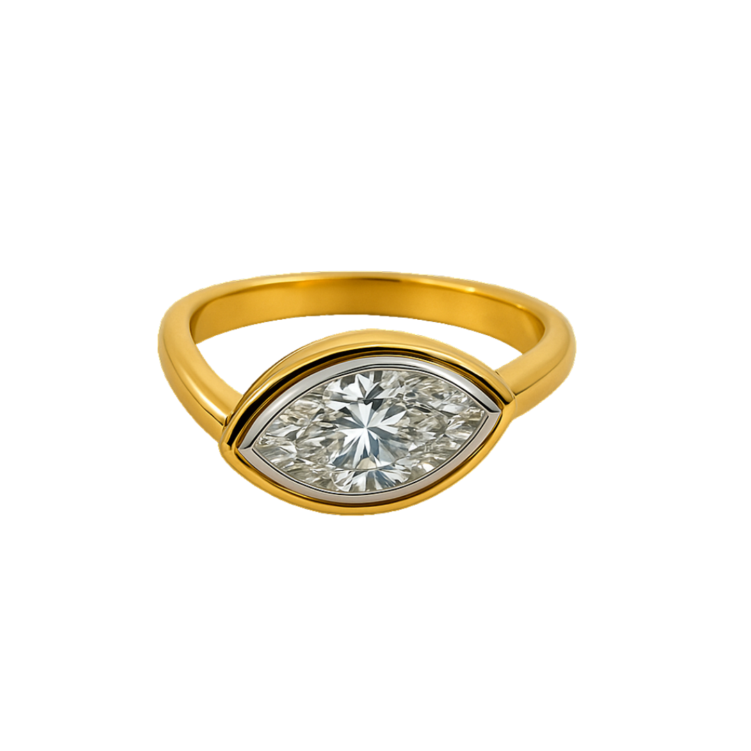 The Wave — Marquise Diamond Bezel Engagement Ring