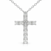 Asscher cut diamond cross pendant on 18ct white gold necklace, elegant jewelry from Appleby Jewellers Dublin