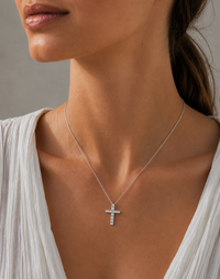 Diamond Cross Pendant – Asscher Cut, 18ct White Gold