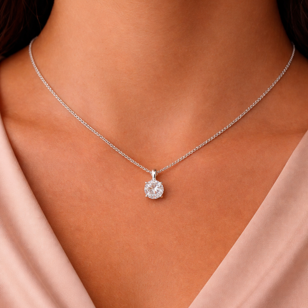 Diamond Solitaire Pendant – 1.62ct D Colour, 18ct White Gold