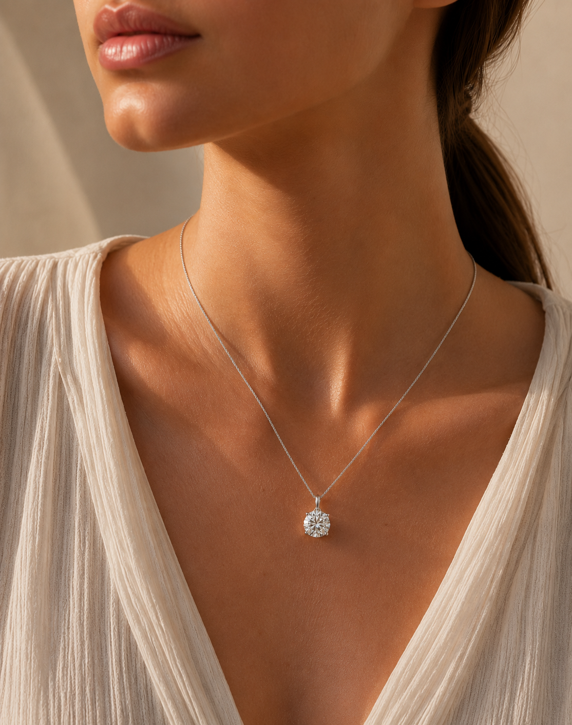 Diamond Solitaire Pendant – 1.62ct D Colour, 18ct White Gold