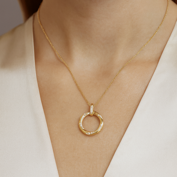 Diamond wreath pendant necklace by Appleby Jewellers Dublin featuring sparkling diamonds in a circular wreath design.