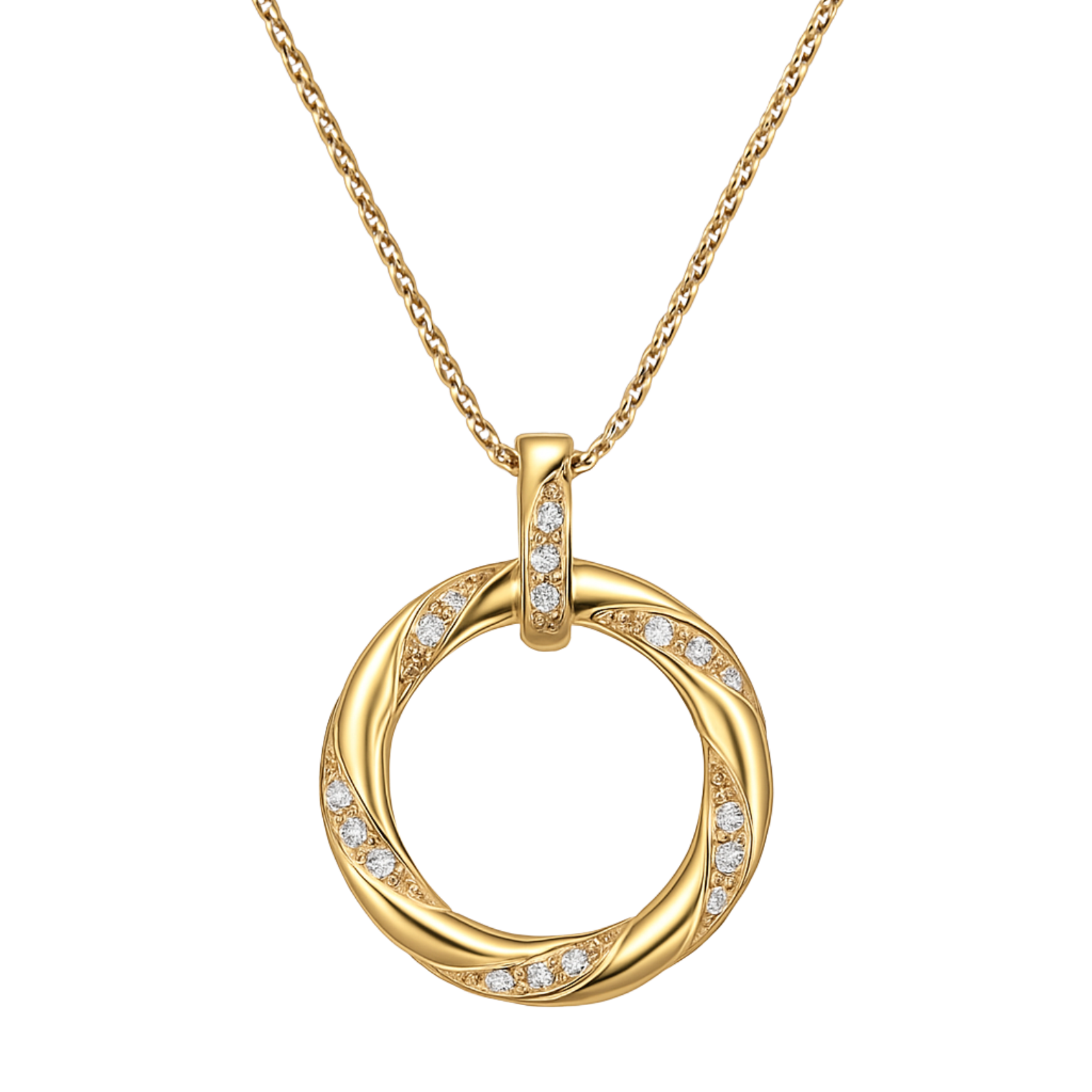 Gold diamond wreath pendant necklace from Appleby Jewellers Dublin featuring a sparkling diamond-encrusted wreath design.