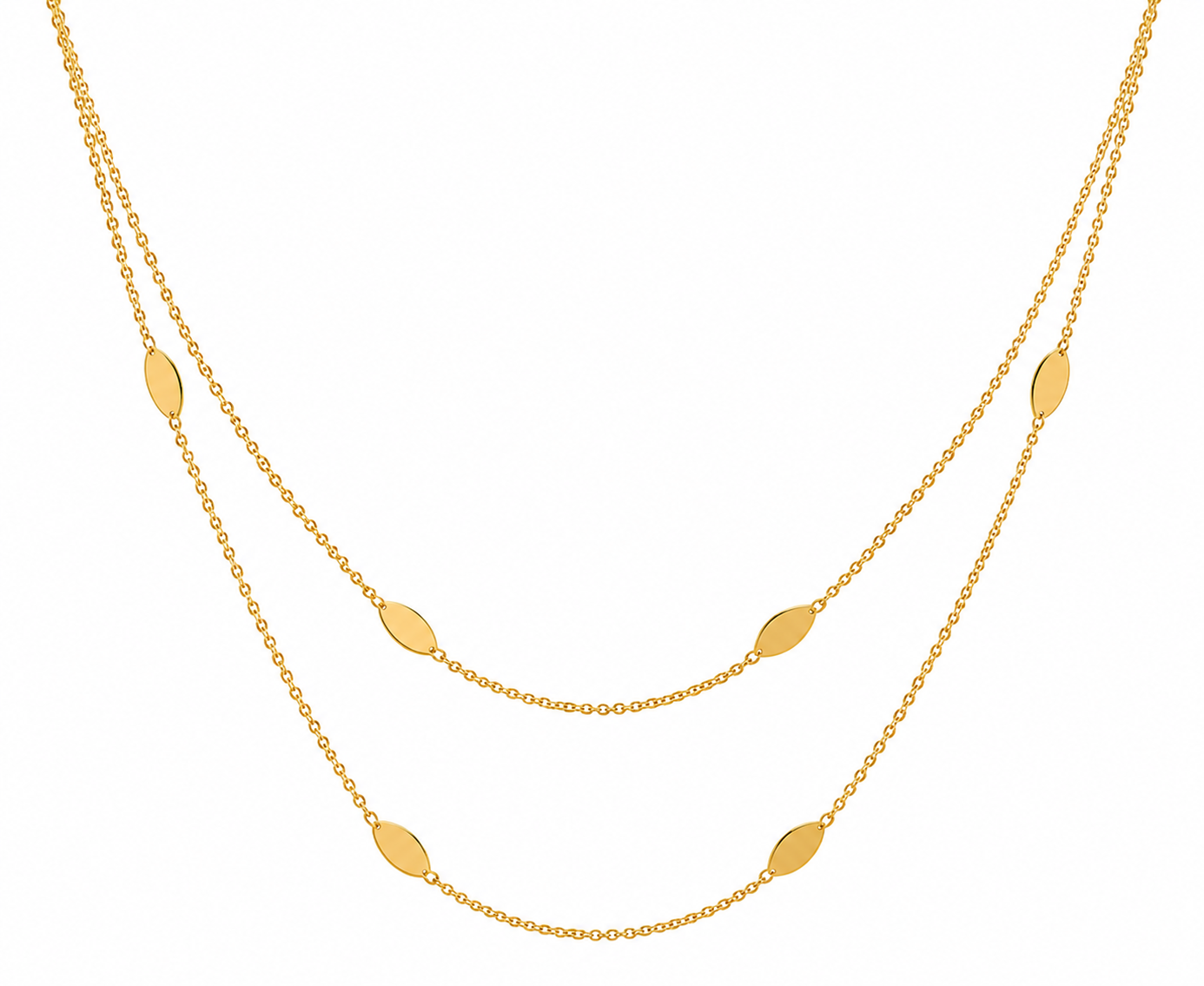 Double strand necklace by Appleby Jewellers Dublin featuring layered gold chains with intricate detailing.