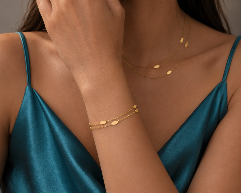 Elegant double strand bracelet from Appleby Jewellers Dublin, featuring polished metal links and a secure clasp.