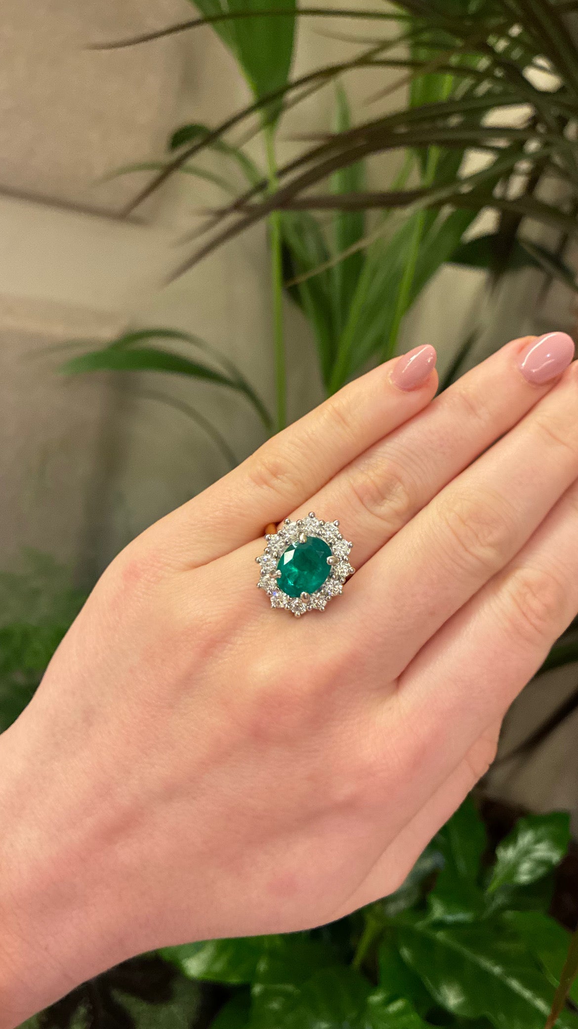 Emerald diamond ring featuring a 3.19ct green gemstone set in a elegant band, by Appleby Jewellers Dublin.