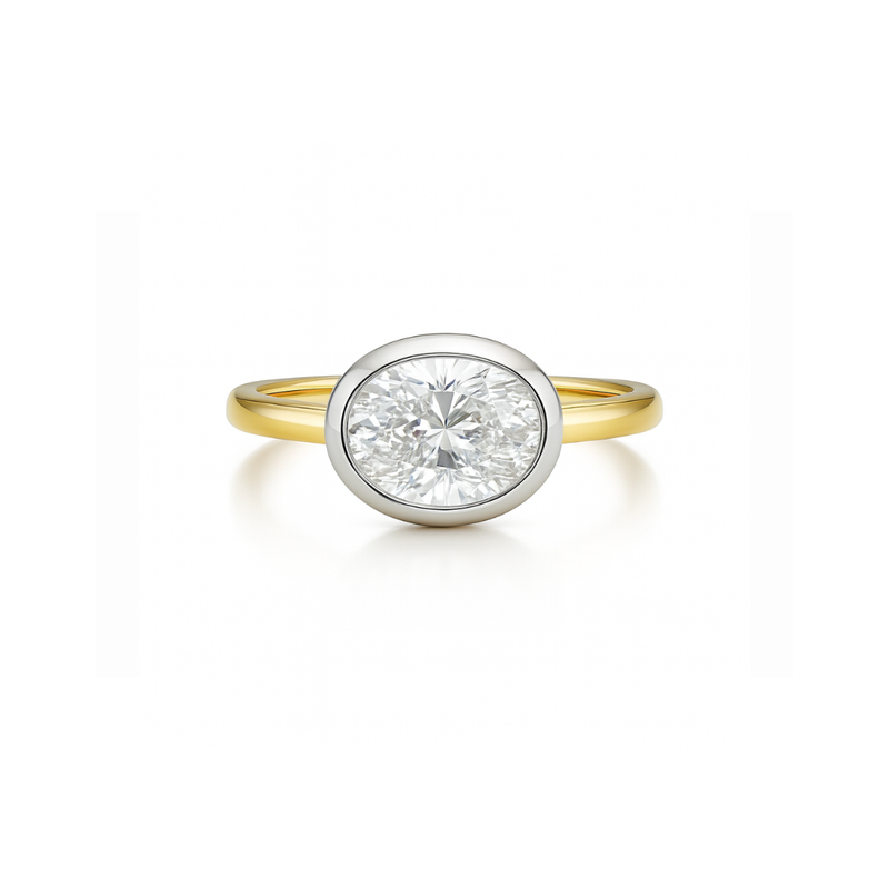 East-West bezel diamond ring with 1.20ct D color diamond, crafted by Appleby Jewellers Dublin.