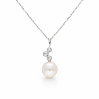 Elegant Pearl Diamond Trilogy necklace featuring a pearl centerpiece with diamond accents, crafted by Appleby Jewellers Dublin.