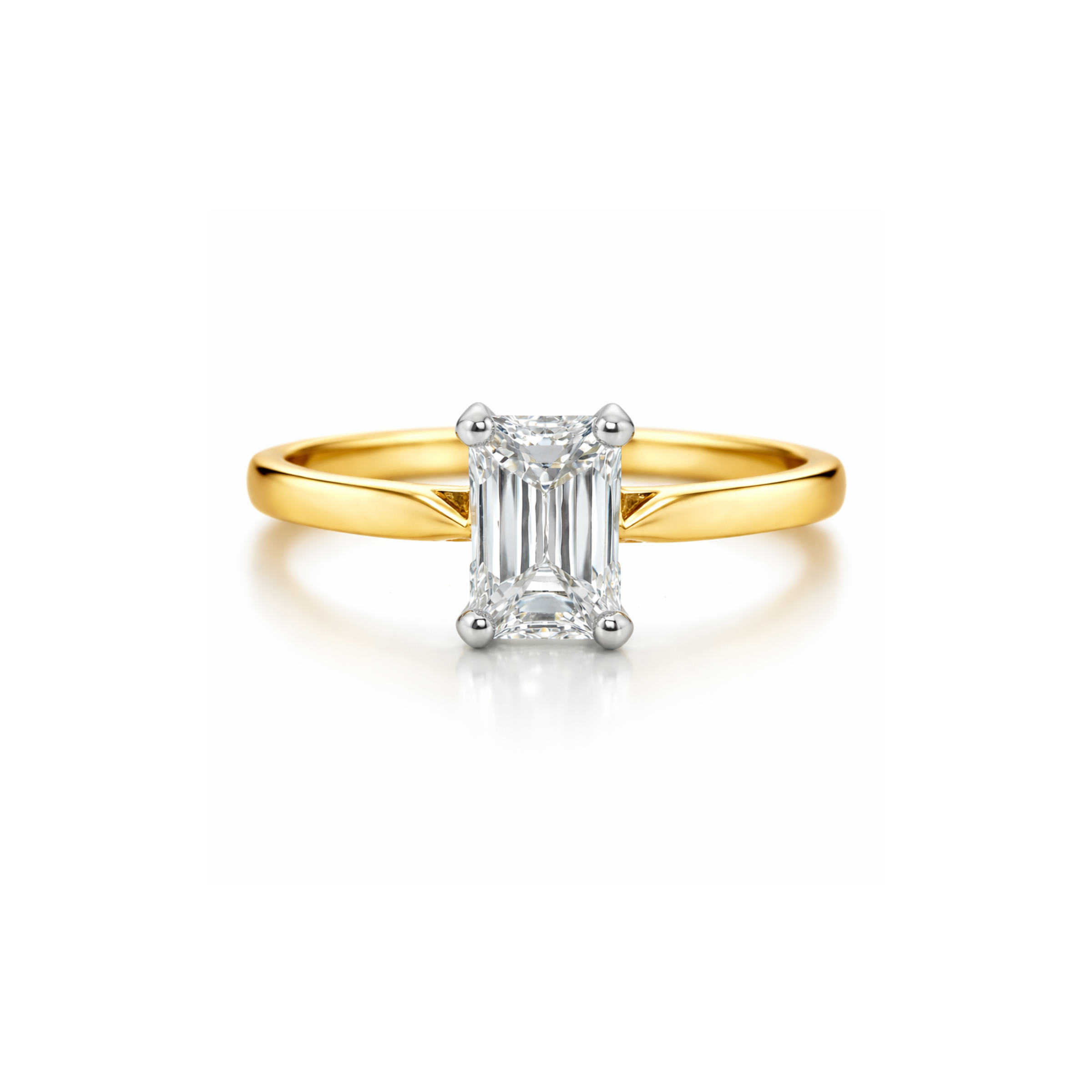 Emerald cut diamond engagement ring with 0.70ct stone set in a sleek band, crafted by Appleby Jewellers Dublin.