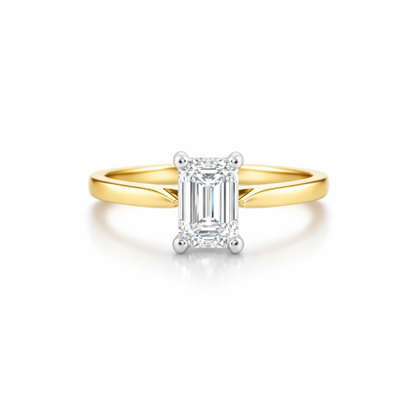 Emerald cut solitaire diamond engagement ring with 1.01ct diamond by Appleby Jewellers Dublin, showcasing its elegant design.