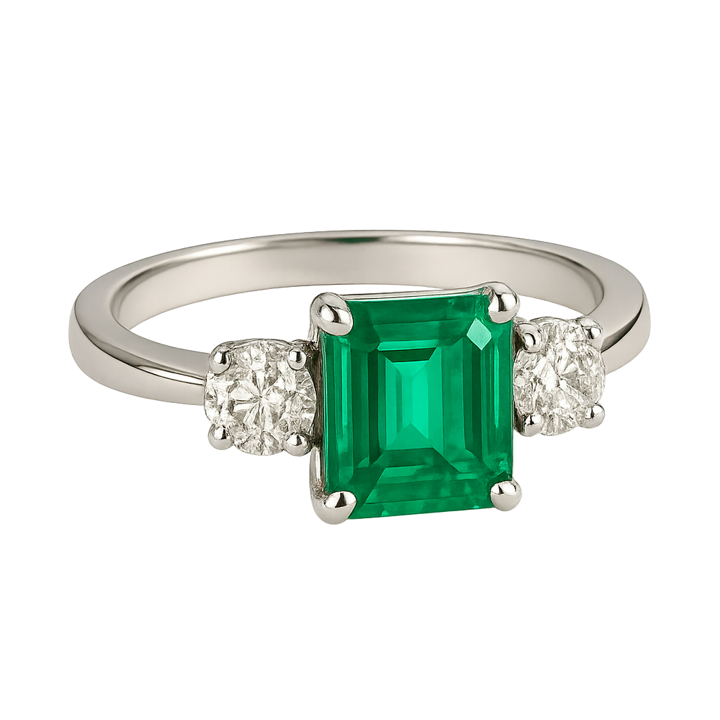 Emerald & Diamond Trilogy Ring - Appleby Jewellers Dublin