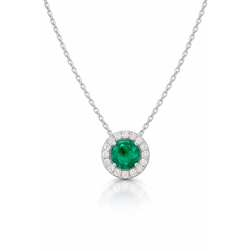 Emerald Halo Pendant - Appleby Jewellers Dublin