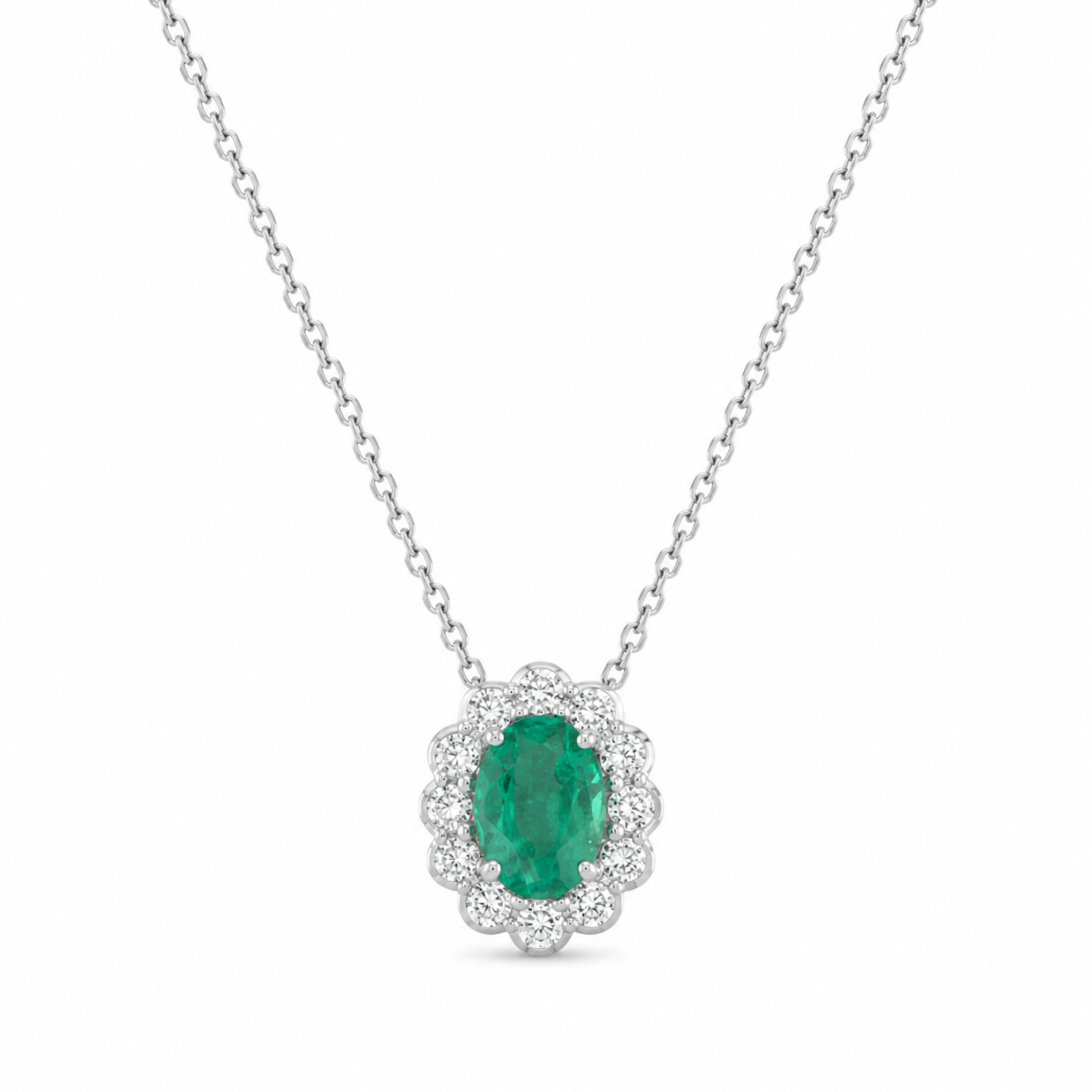 Emerald and Diamond Cluster Pendant