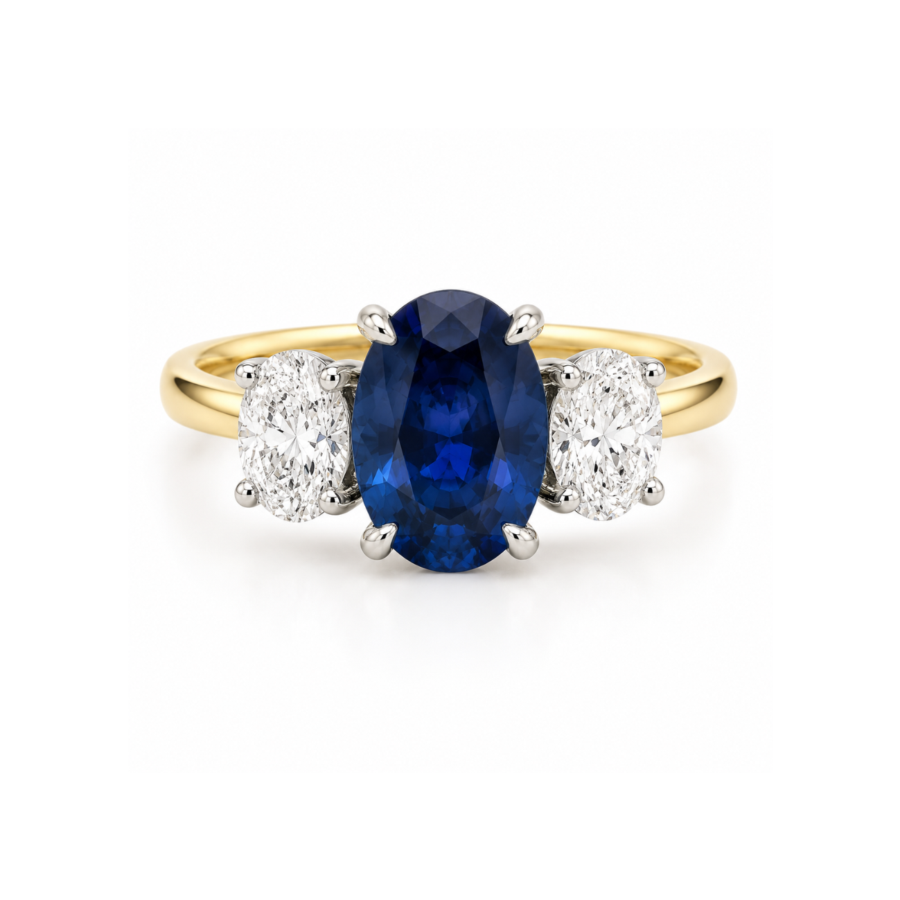 Fine Blue Sappihre & Diamond Trilogy Ring