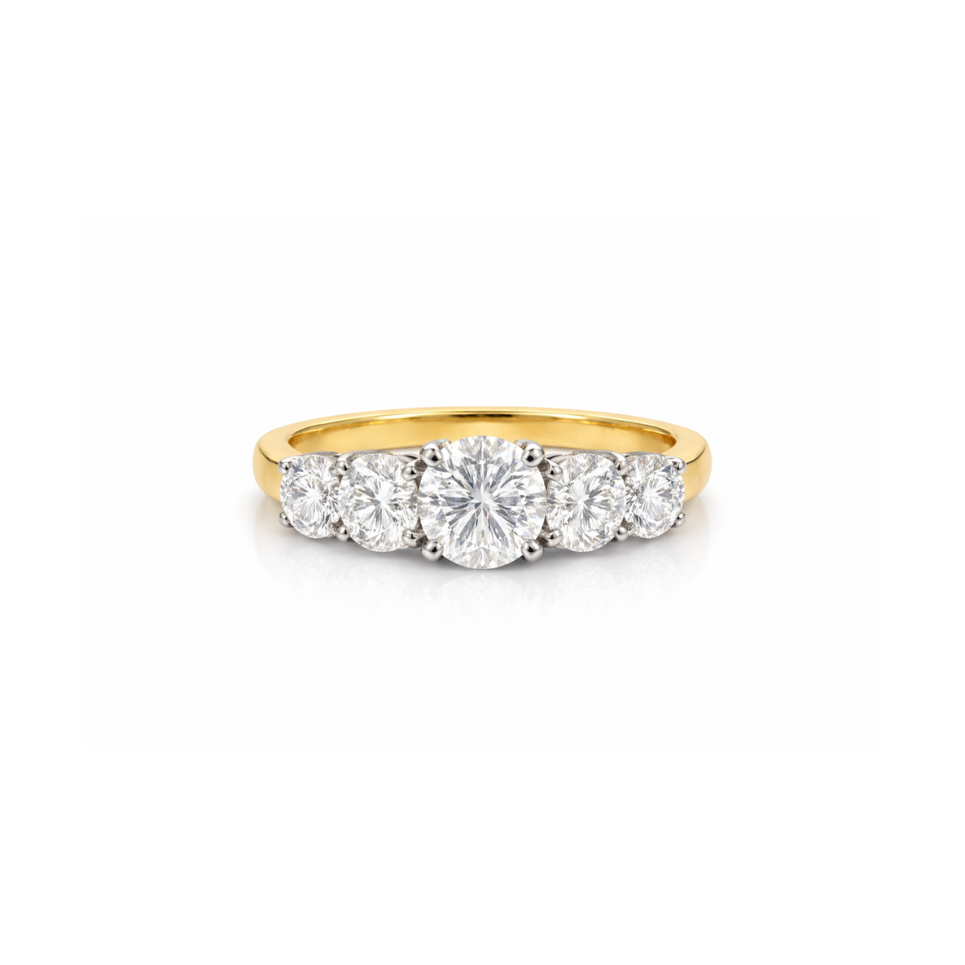 Elegant Appleby Jewellers Dublin five-stone diamond ring with sparkling diamonds set in a sleek band.