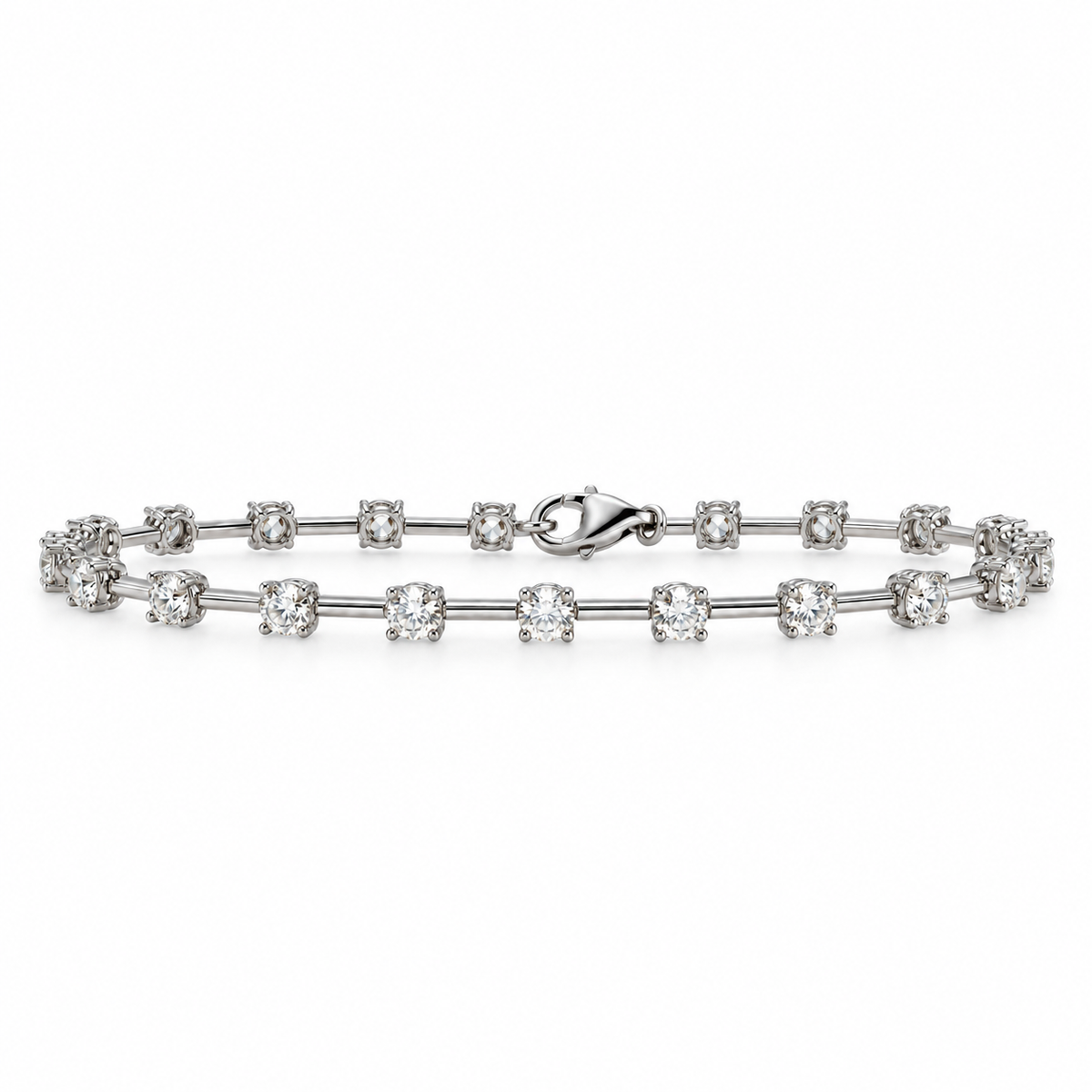 Floating Diamond Tennis Bracelet in 18ct White Gold