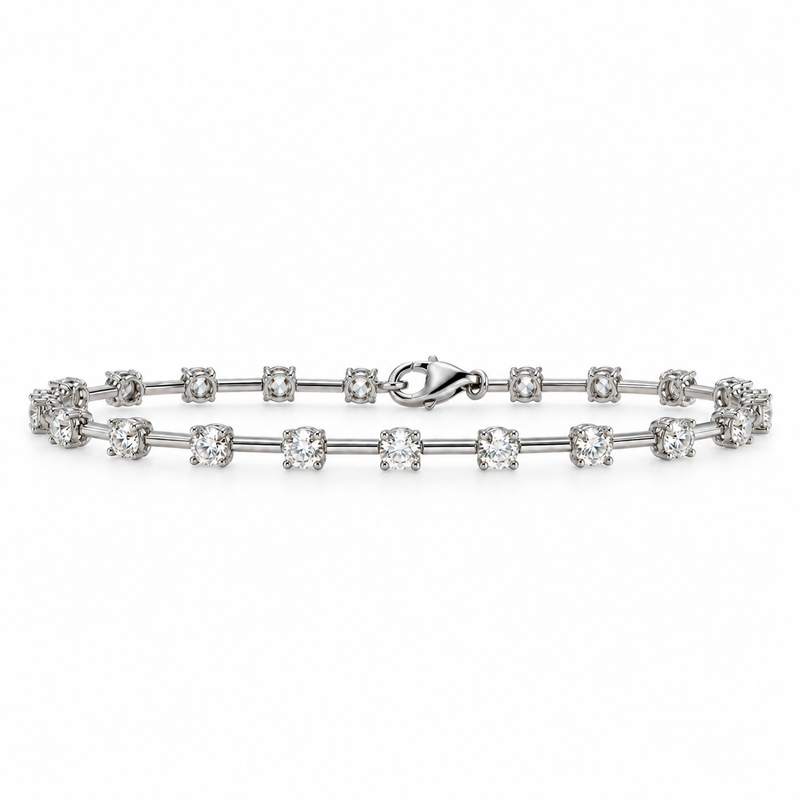 Floating diamond tennis bracelet in 18ct white gold with sparkling diamonds, elegant jewelry piece from Appleby Jewellers Dublin.