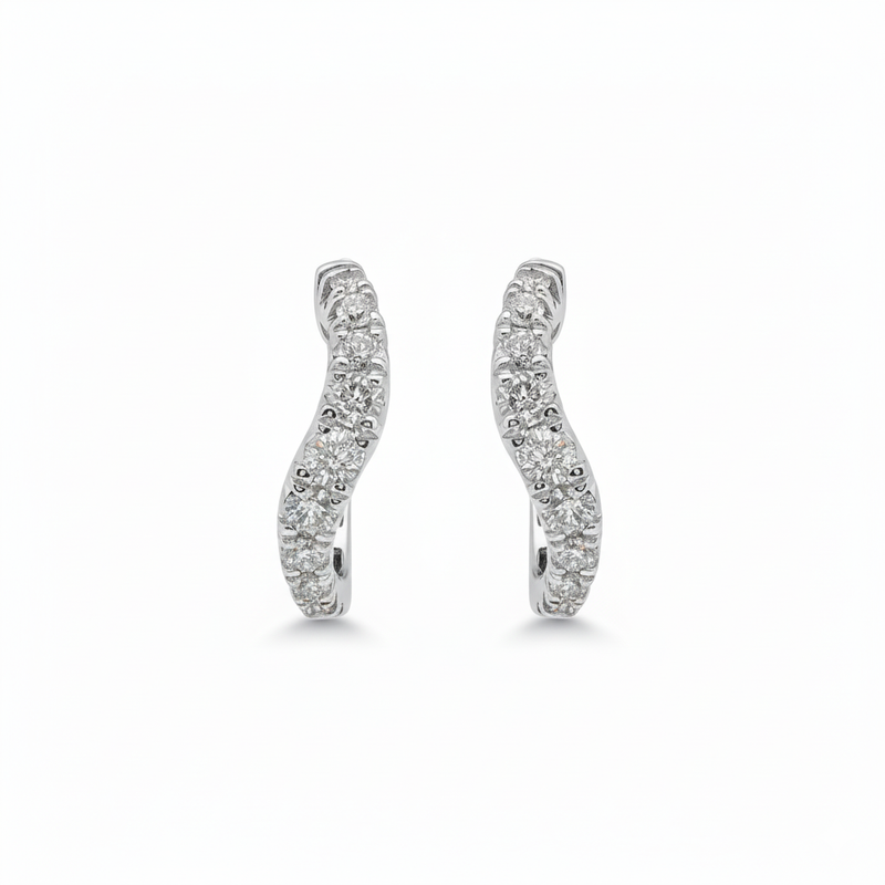 Wave Diamond Earrings — 18ct White Gold