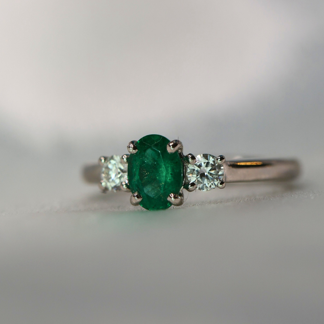 Tulip Emerald and Diamond Ring