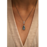 Pear-Shape Aquamarine & Diamond Pendant