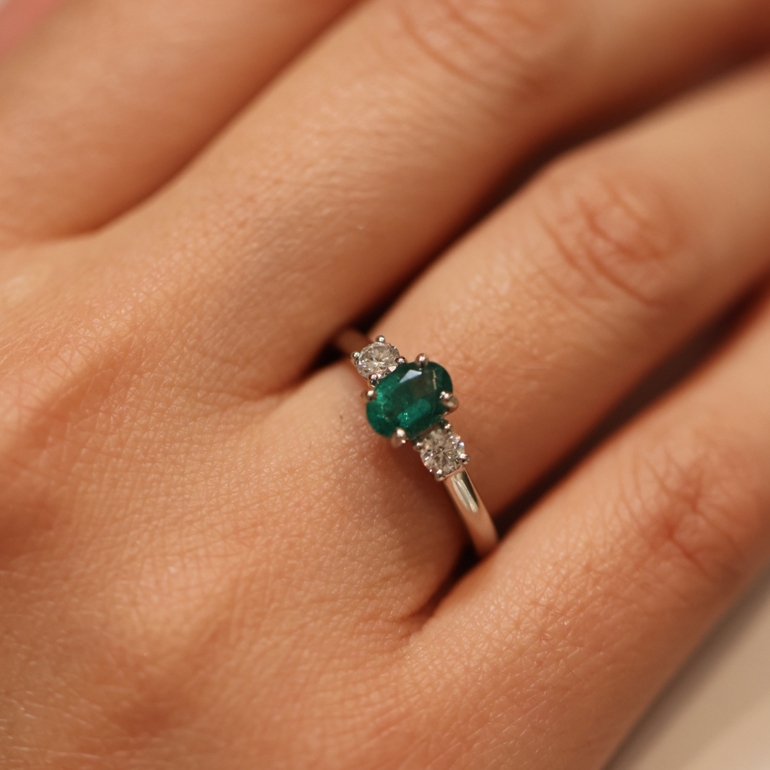 Tulip Emerald and Diamond Ring