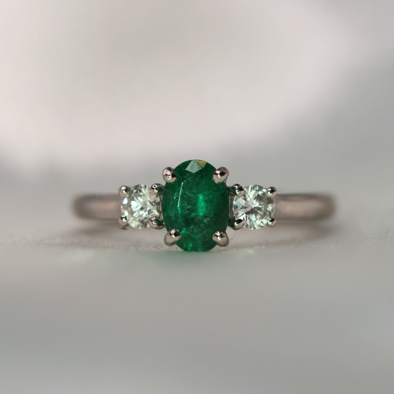 Tulip Emerald and Diamond Ring