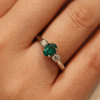 Tulip Emerald and Diamond Ring