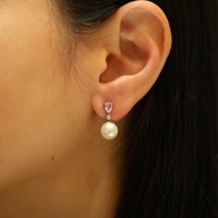 Pink Sapphire & Pearl Earrings