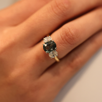 Sri Lankan Green Sapphire & Diamond Ascot Trilogy