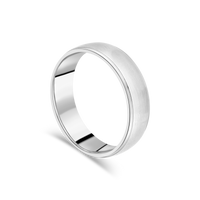 Brushed White Gold Gents Wedding Ring