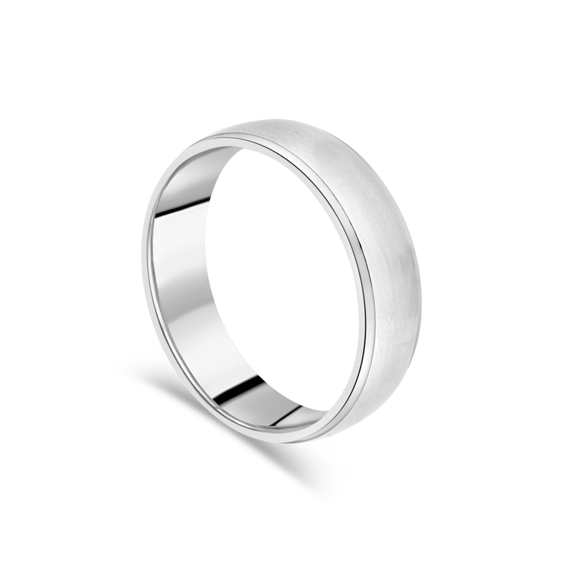 Brushed White Gold Gents Wedding Ring