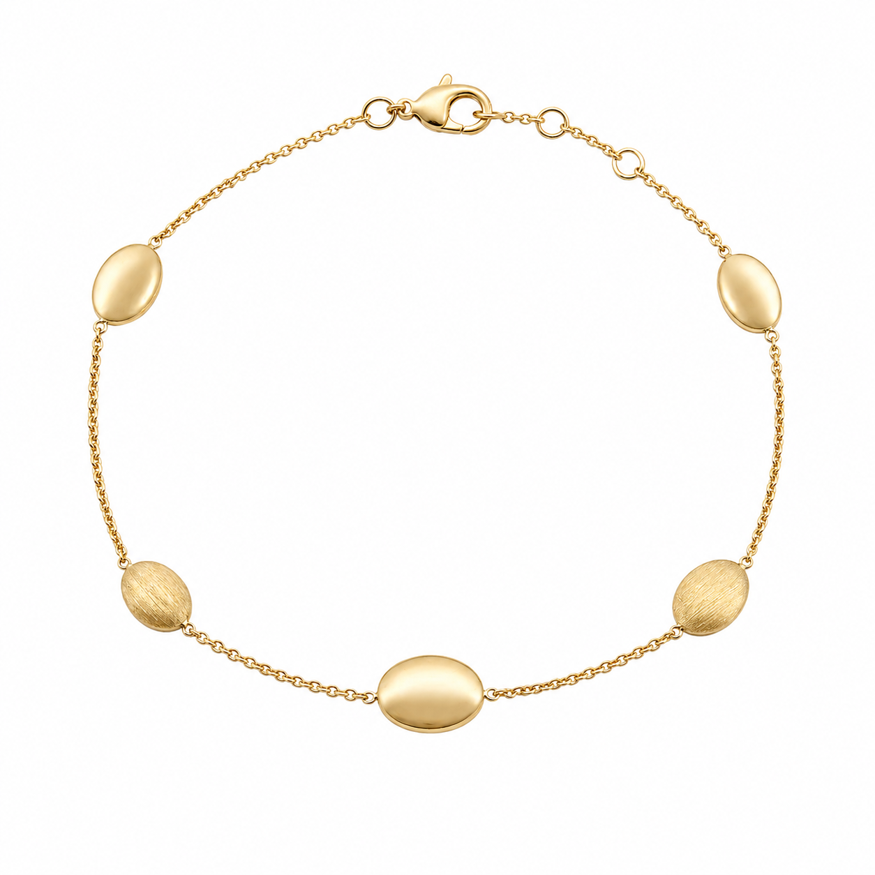 Gold bead bracelet from Appleby Jewellers Dublin featuring polished gold beads on a delicate chain.