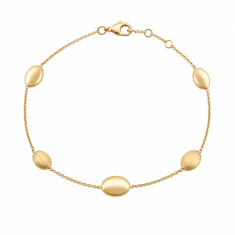 Gold bead bracelet from Appleby Jewellers Dublin featuring polished gold beads on a delicate chain.