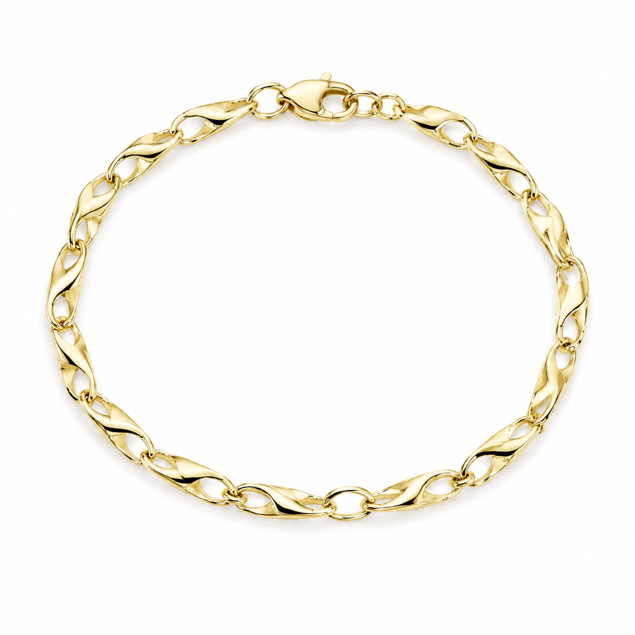 Gold infinity chain bracelet from Appleby Jewellers Dublin featuring a smooth round link design.