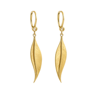 Gold leaf earrings by Appleby Jewellers Dublin featuring delicate gold leaf design and elegant dangle style.