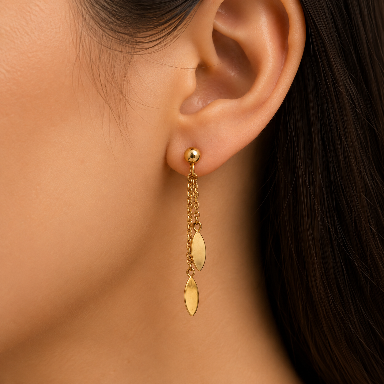 9ct gold oval drop earrings with elegant design, crafted by Appleby Jewellers Dublin, showcasing their classic jewelry style.