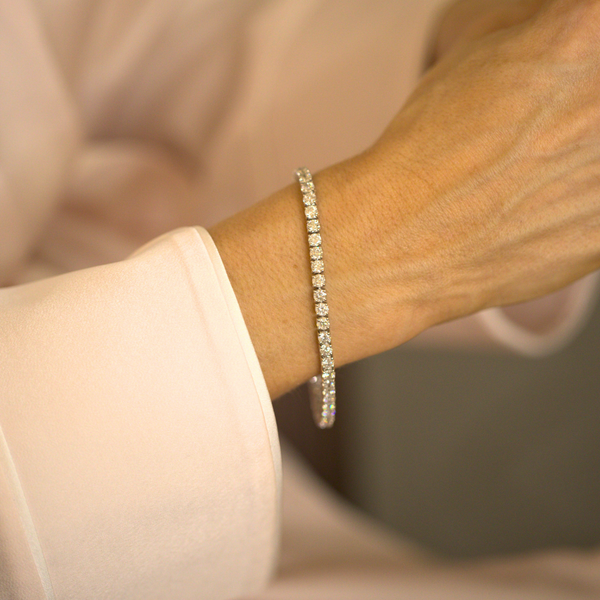 White gold diamond tennis bracelet featuring sparkling diamonds, elegant design, from Appleby Jewellers Dublin.