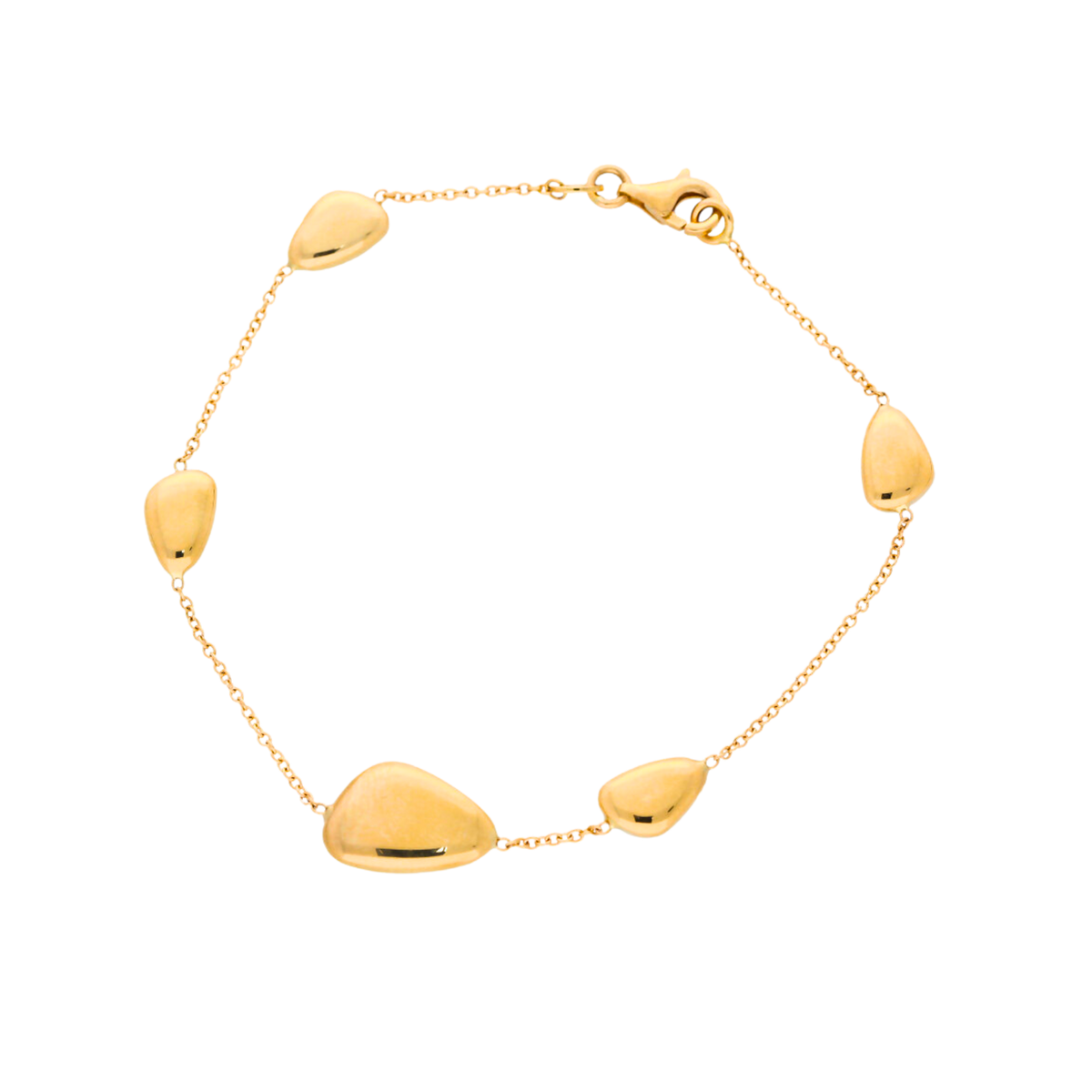 18ct gold bead pebble bracelet with green sapphire accents from Appleby Jewellers Dublin, featuring a delicate and elegant design.