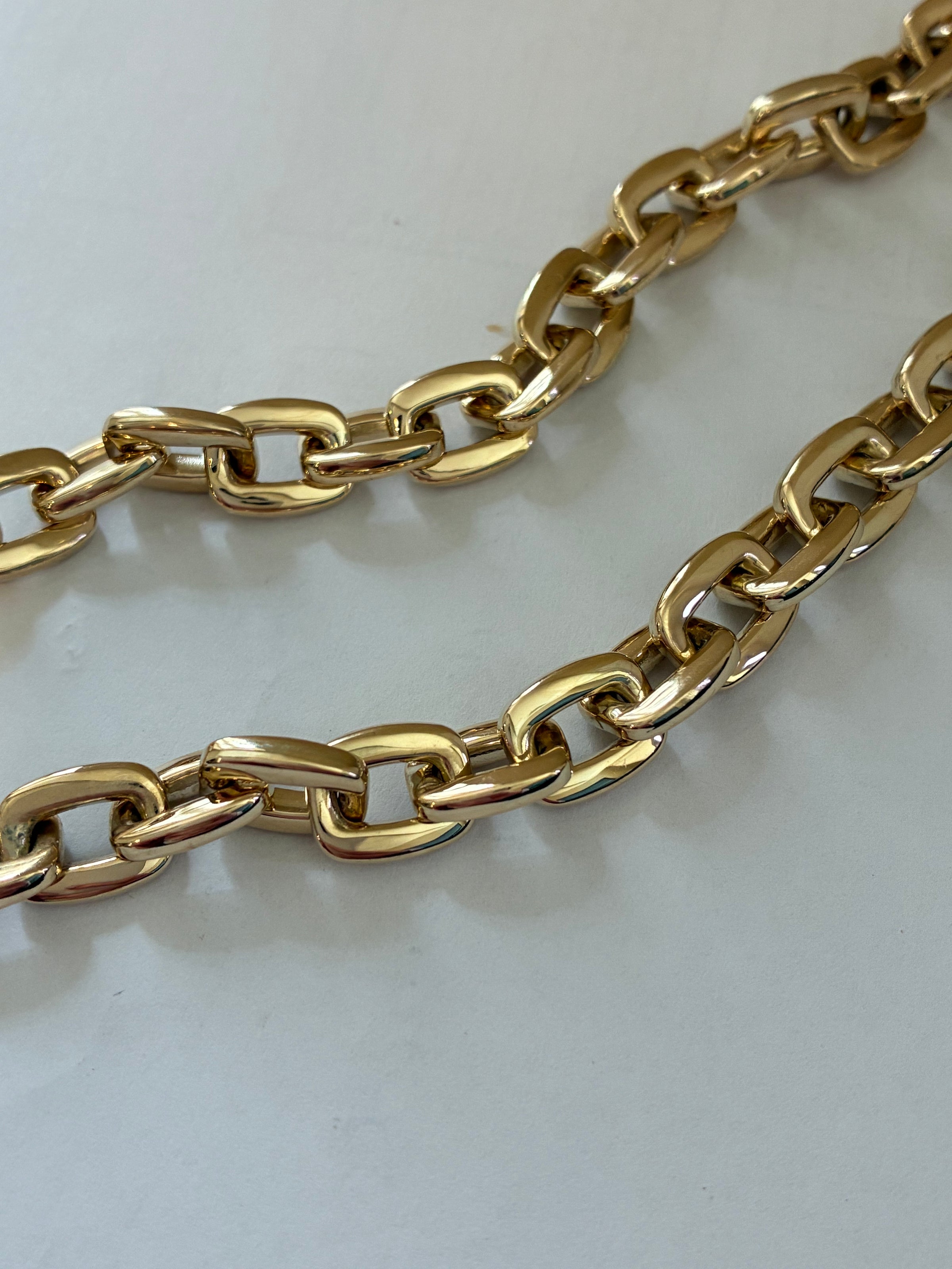 9ct yellow gold squared link chain necklace from Appleby Jewellers Dublin, showcasing a stylish and polished jewelry piece.