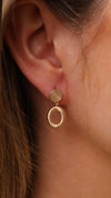 Gold Oval Drop Earrings