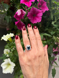 The Flower Ring - Emerald Cut Teal Sapphire