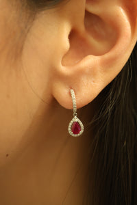 Ruby & Diamond Drop Earrings