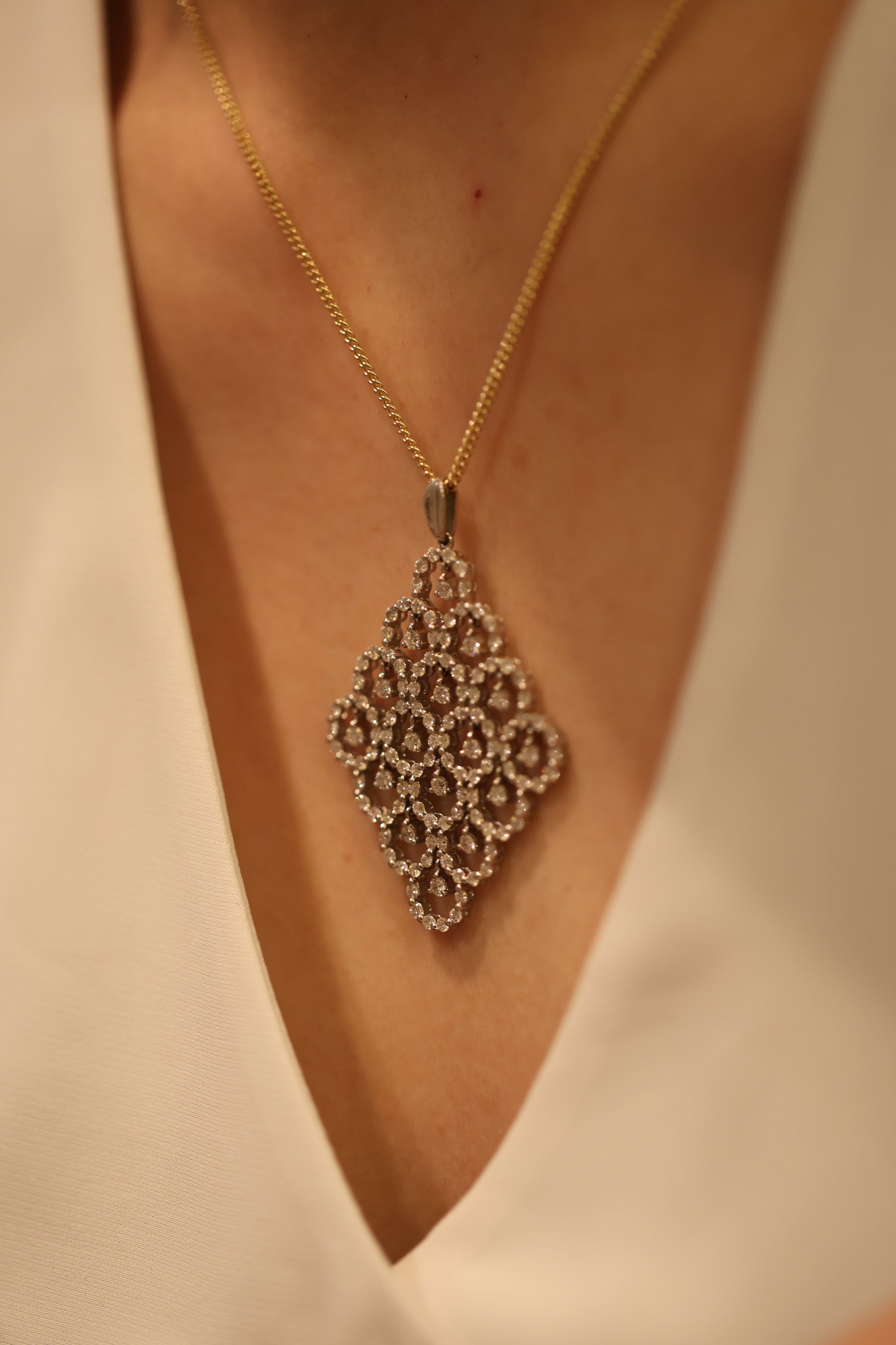 Diamond Chandelier Pendant with 18ct Gold Chain