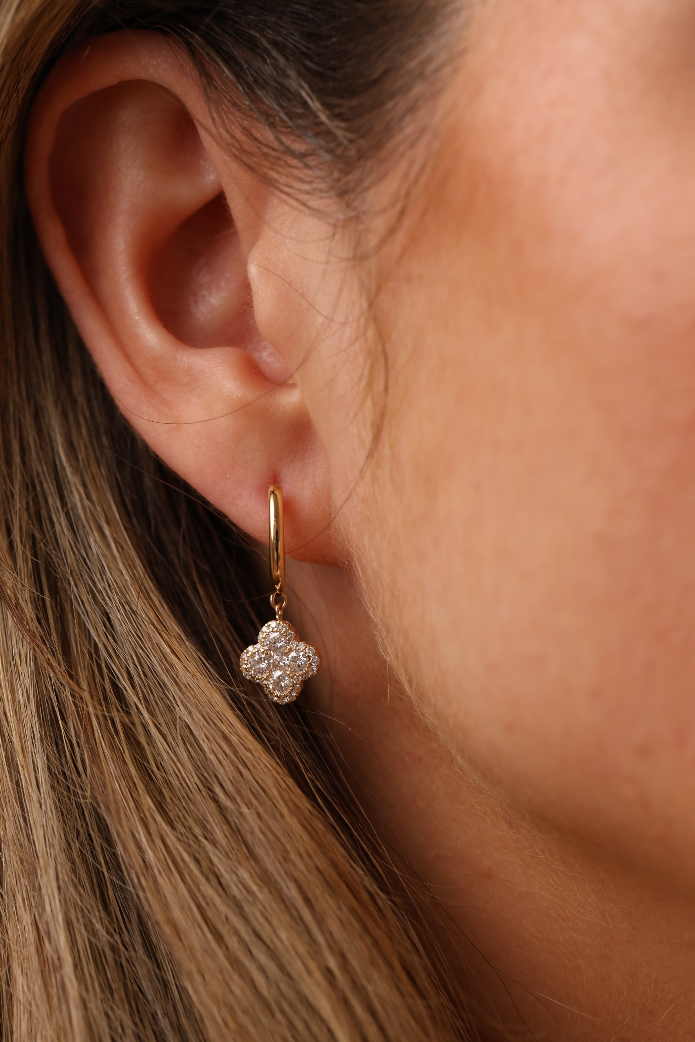 Quarter Floral Diamond Drop Earrings