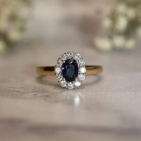 Sapphire and Diamond Halo Ring