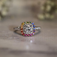 Rainbow Sapphire Engagement Ring