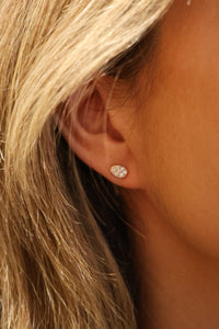 Petit Pavé Oval Diamond Cluster Stud Earrings