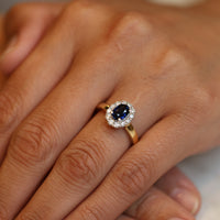 Sapphire and Diamond Halo Ring