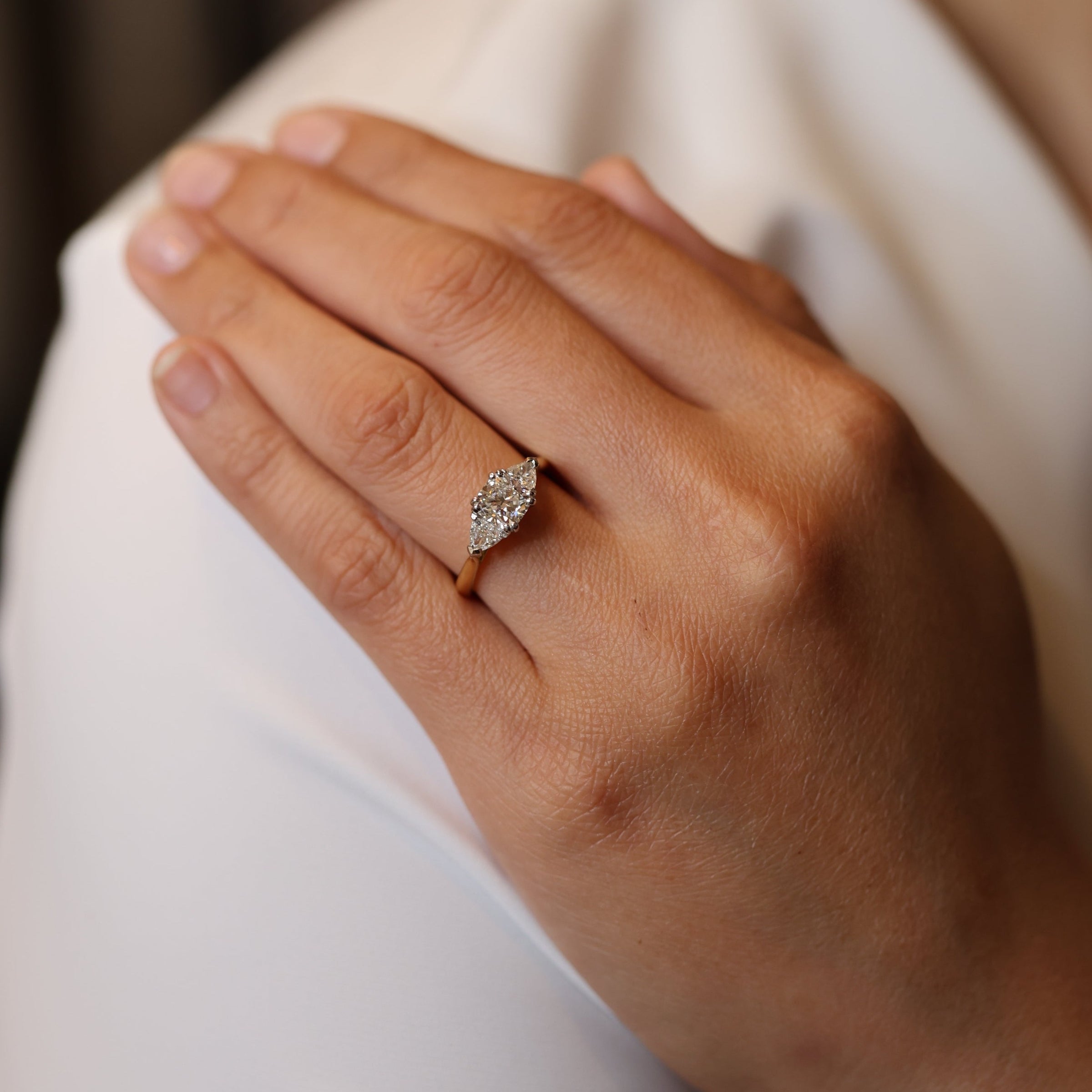 The "Tranquility" Engagement Ring with Cushion Cut & Trilliant Sides